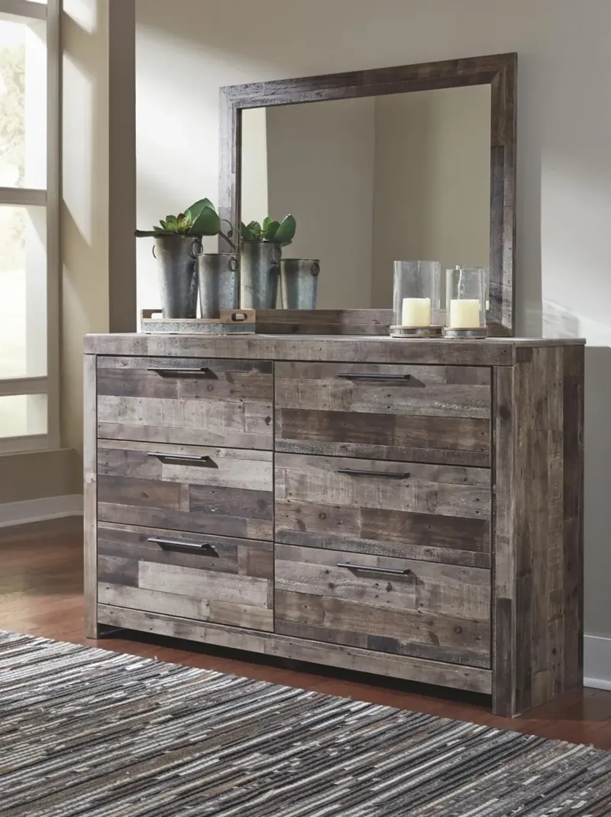 Ashley Derekson Dresser & Mirror Multi Gray Benchcraft