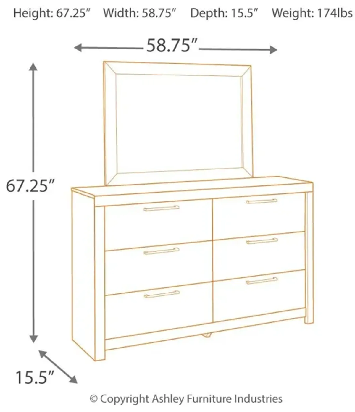 Derekson Dresser & Mirror Multi Gray Benchcraft