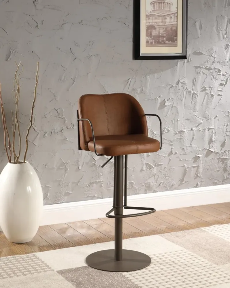 BROWN MODERN PNEUMATIC-ADJUSTABLE STOOL