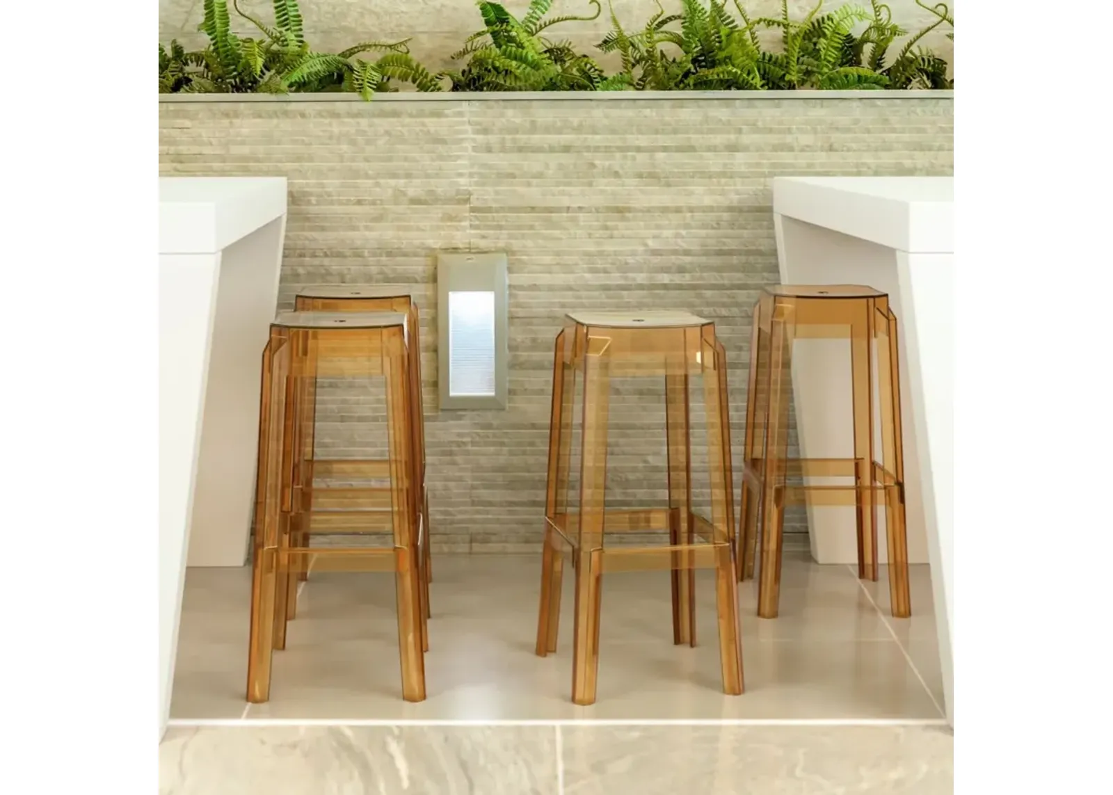 Compamia Fox Polycarbonate Bar Stool Transparent Amber