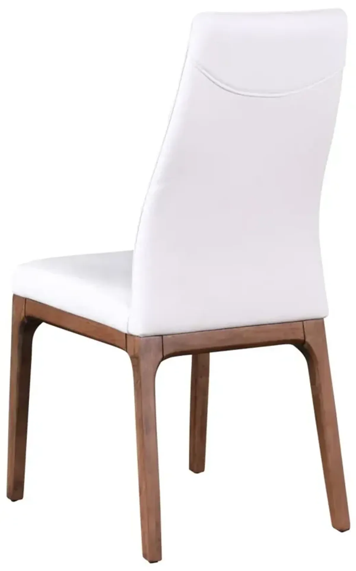 Chintaly Esther White/Walnut Modern Contour Back Upholstered Side Chair with Solid Wood Base