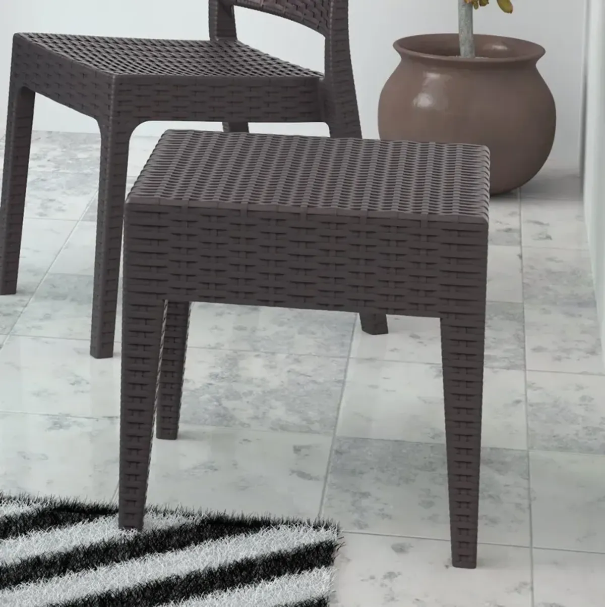 Compamia Miami Square Resin Side Table Brown