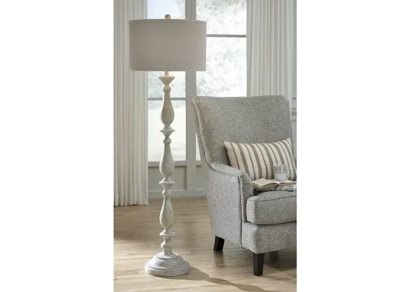 Ashley Bernadate Floor Lamp Whitewash Signature Design