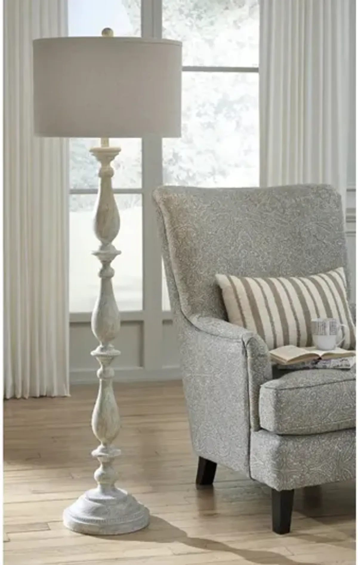 Ashley Bernadate Floor Lamp Whitewash Signature Design