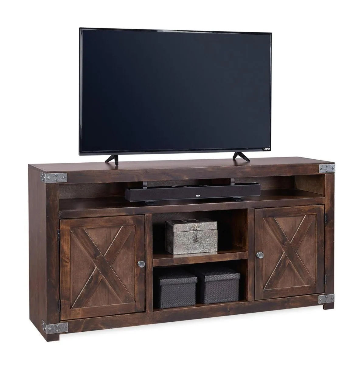 URBAN FARMHOUSE 65 INCH FRUITWOOD FIREPLACE TV STAND CONSOLE