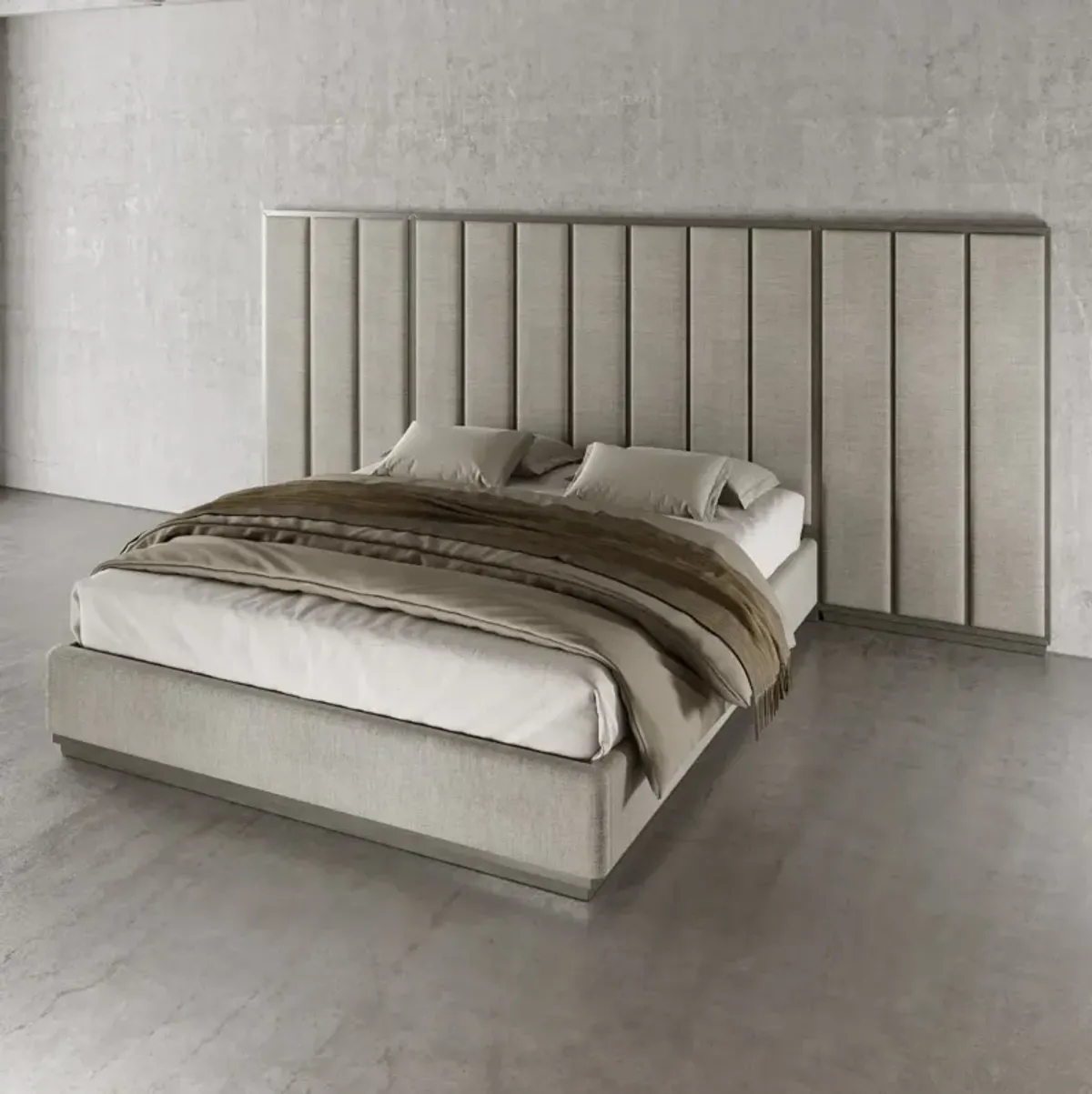 Casa Inspirata Colonna Wall California King Bed in Argento Medium Grey Wood Finish