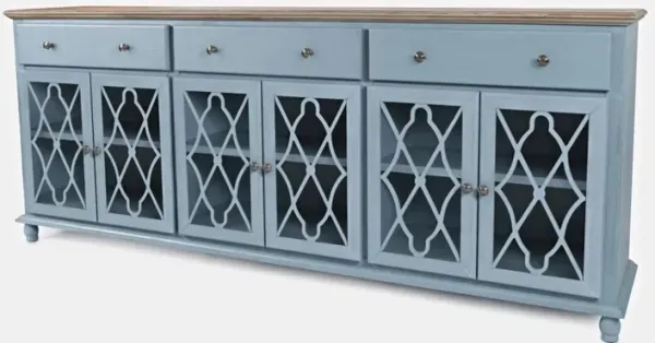 Jofran Aurora Hills 6-Door Accent Cabinet Brushed Blue Bisque