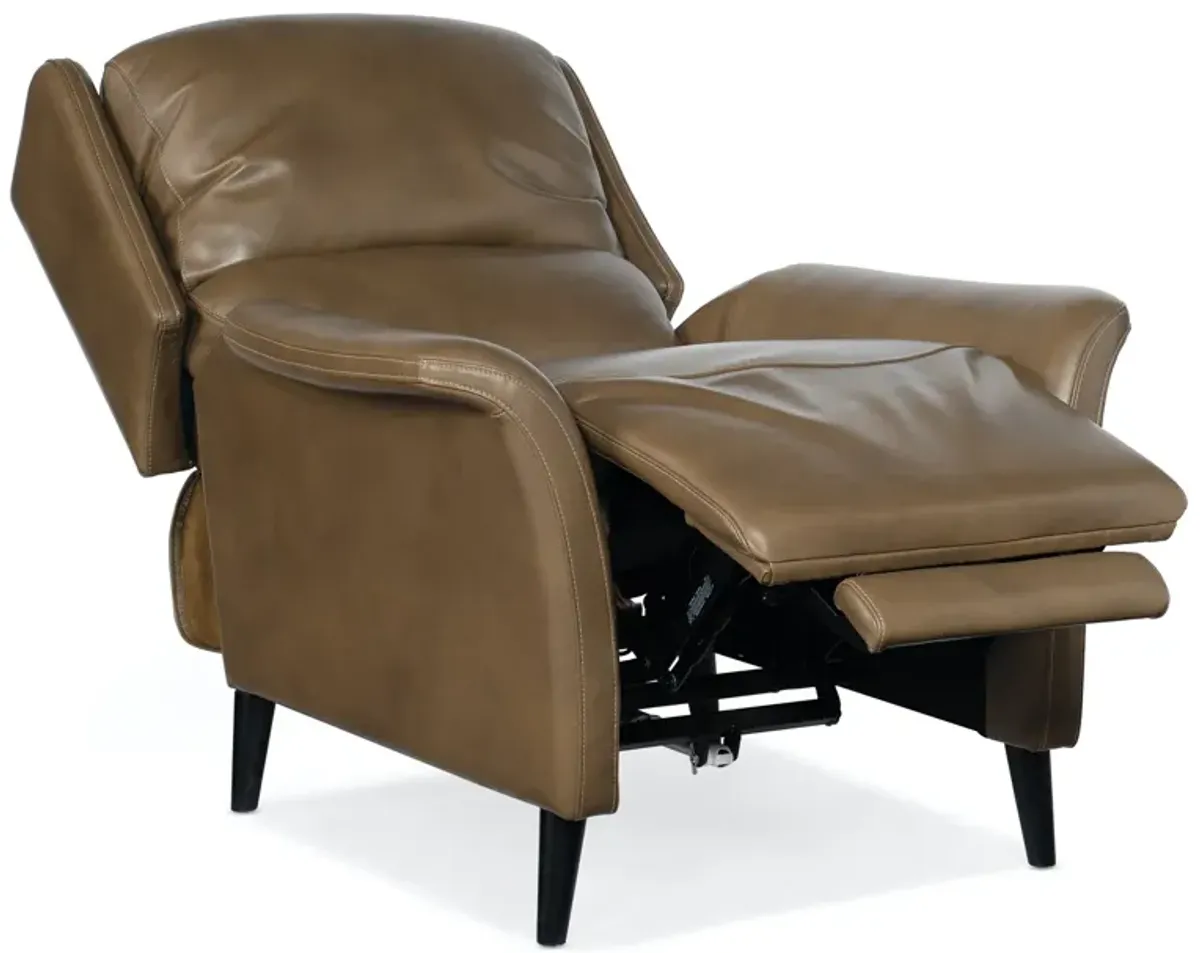 Hooker Furniture Deacon Rogue Walnut Leather Power Recliner Chair with Power Headrest