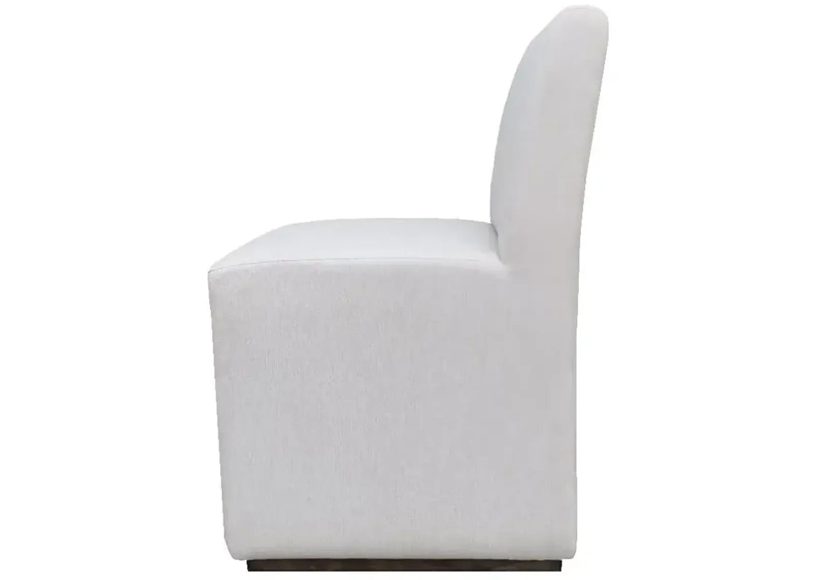 THE CARTER ROLLING DINING SIDE CHAIR WITH REVOLUTION SAND LINEN FABRIC