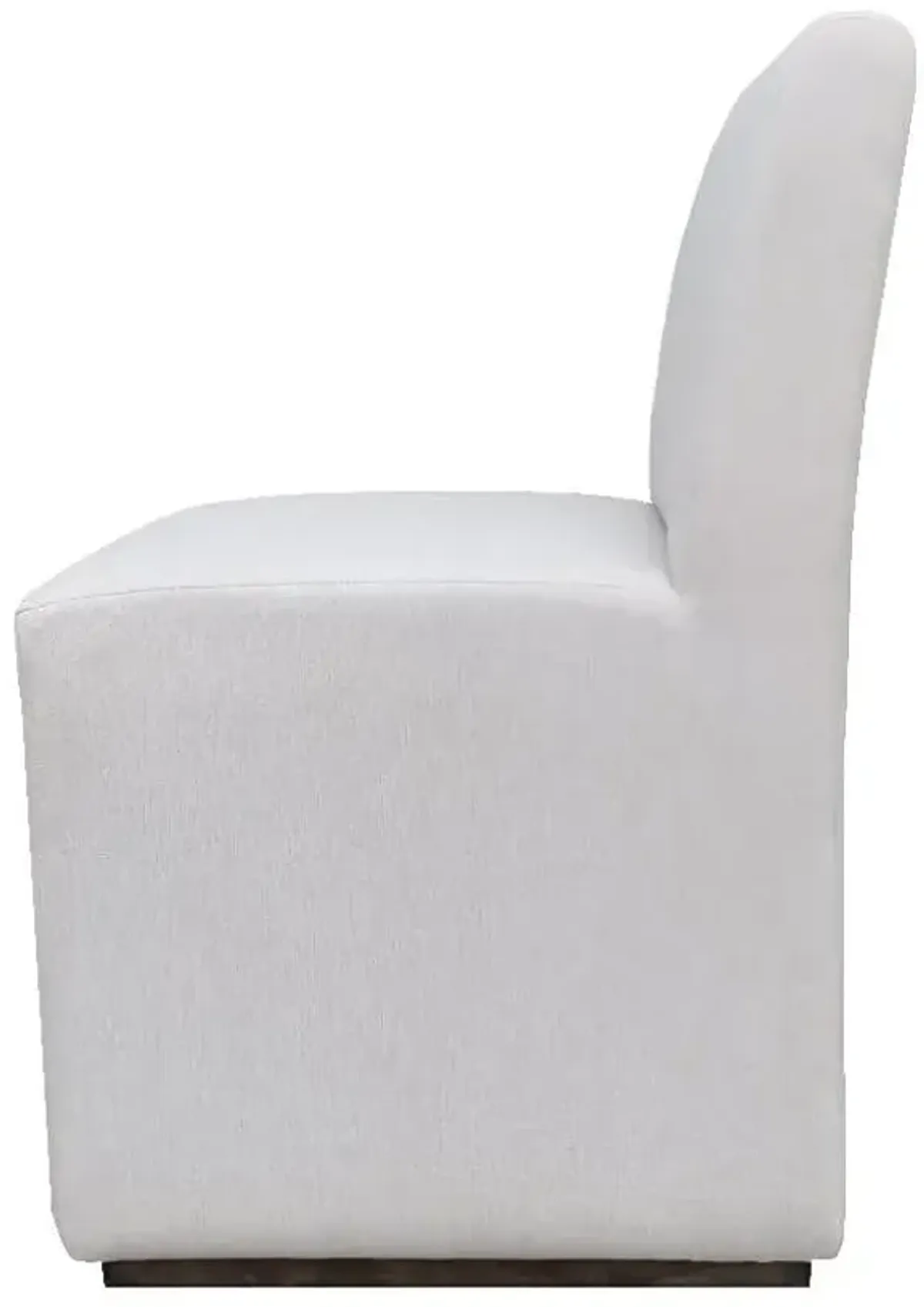 THE CARTER ROLLING DINING SIDE CHAIR WITH REVOLUTION SAND LINEN FABRIC