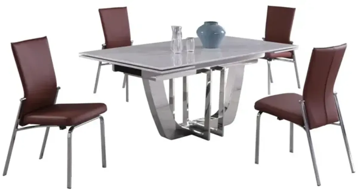 Chintaly Joy Contemporary Dining Set with Extendable Marble Table & 4 Motion Chairs