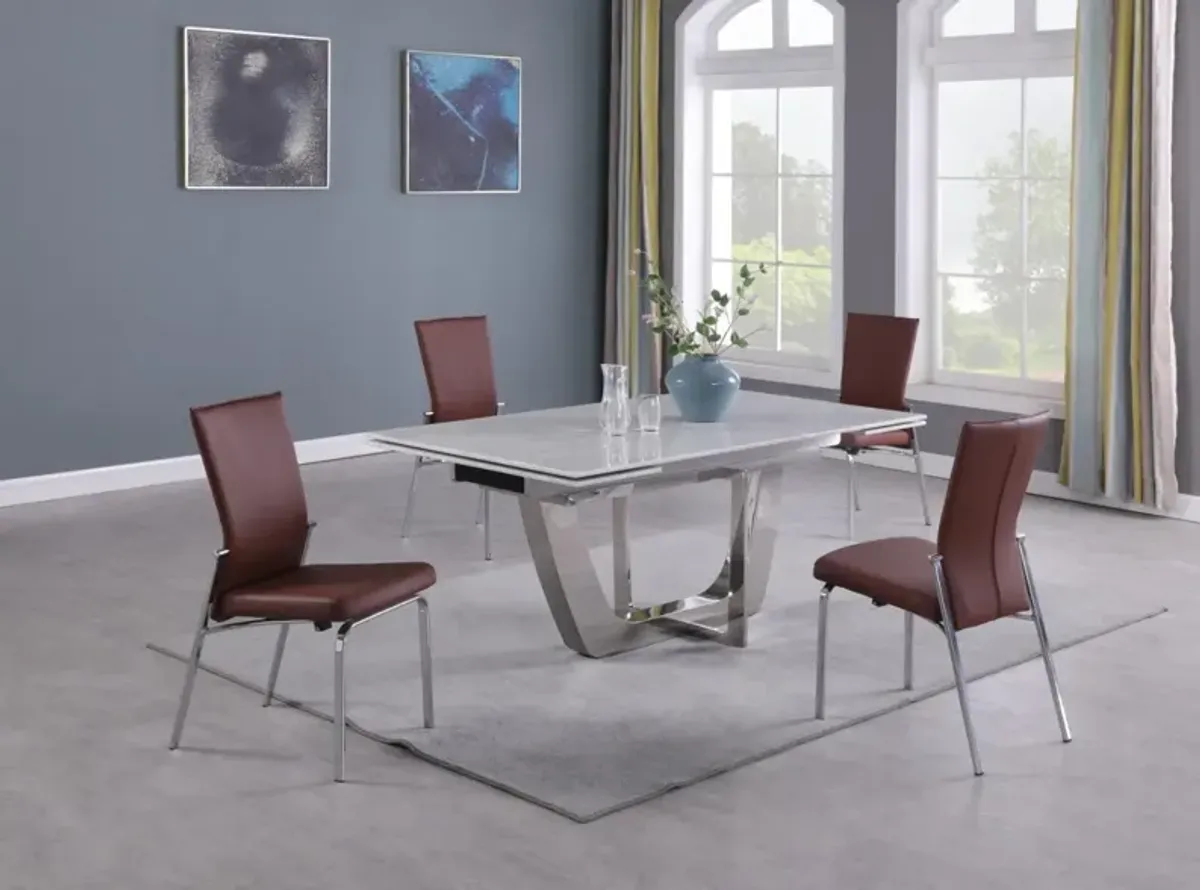 Chintaly Joy Contemporary Dining Set with Extendable Marble Table & 4 Motion Chairs