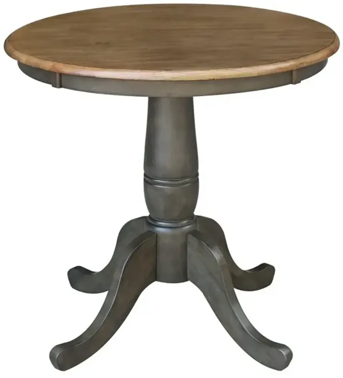 DINING ESSENTIALS 30" ROUND TABLE TOP WITH 30" TRADITIONAL PEDESTAL BASE IN HICKORY/COAL