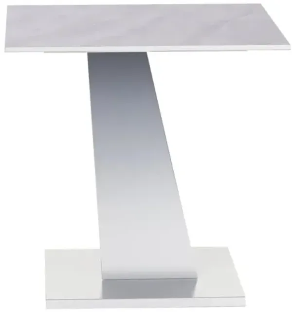 Chintaly Jennifer Contemporary Sintered Stone Top Lamp Side Table with Steel Base