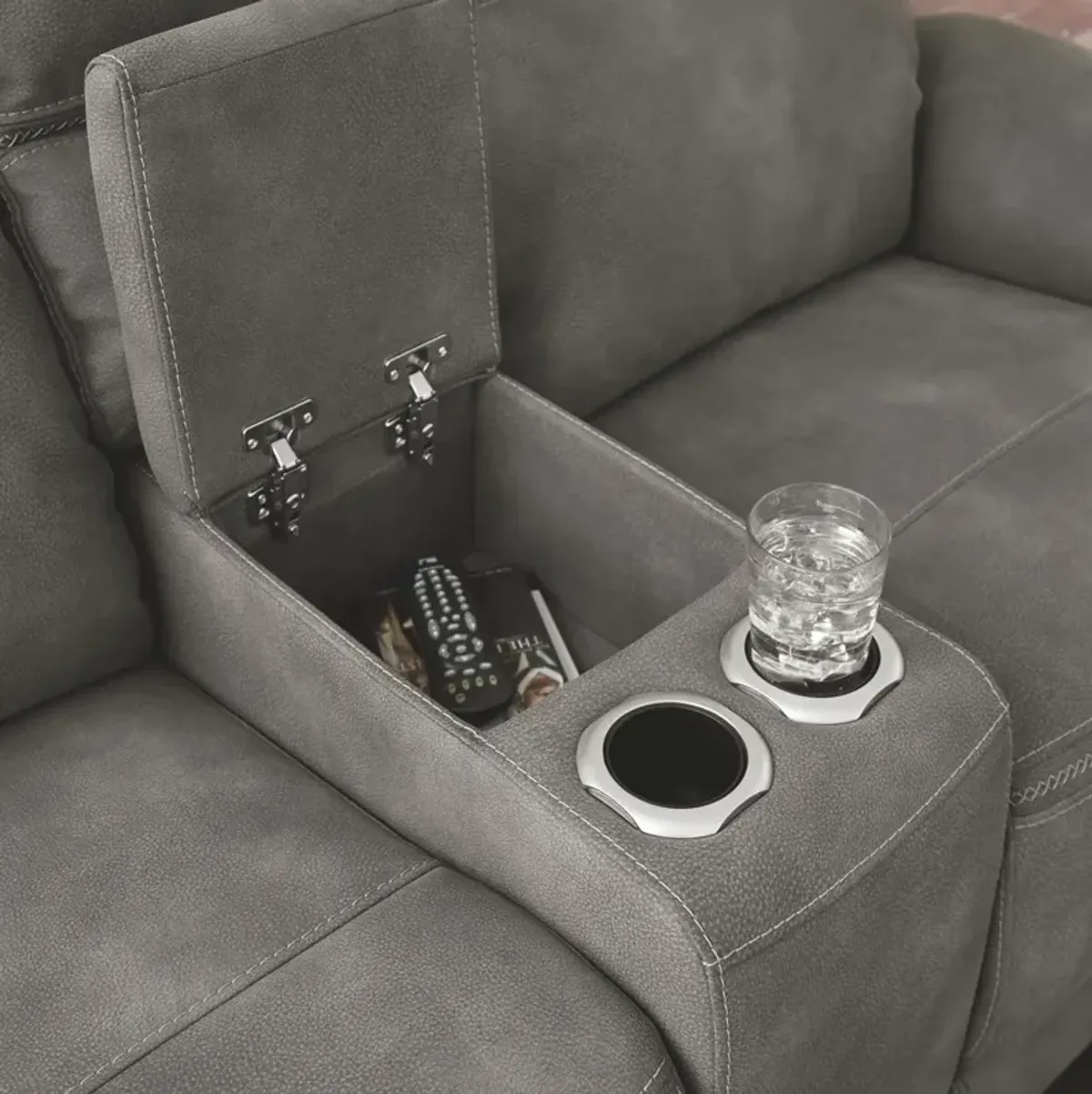 Ashley Next-Gen Durapella Slate Power Recline Loveseat