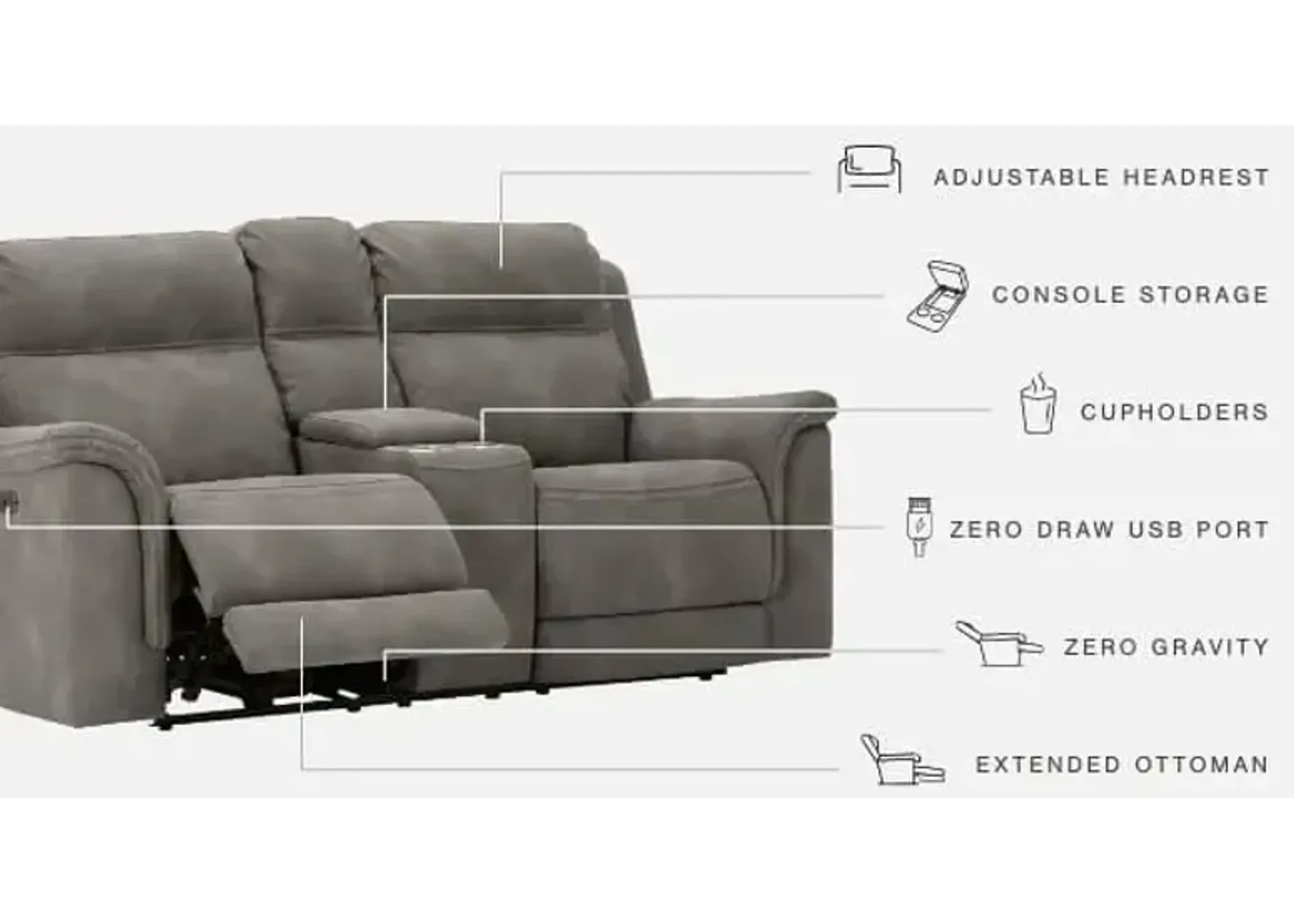 Ashley Next-Gen Durapella Slate Power Recline Loveseat