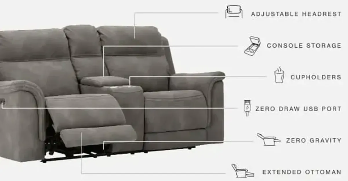 Next-Gen DuraPella Slate Power Recline Loveseat