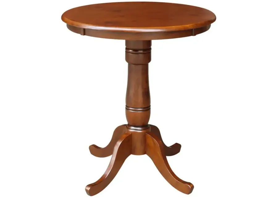 DINING ESSENTIALS 30" ROUND TABLE TOP WITH 36" TRADITIONAL PEDESTAL BASE WITH EXTENSION IN ESPRESSO