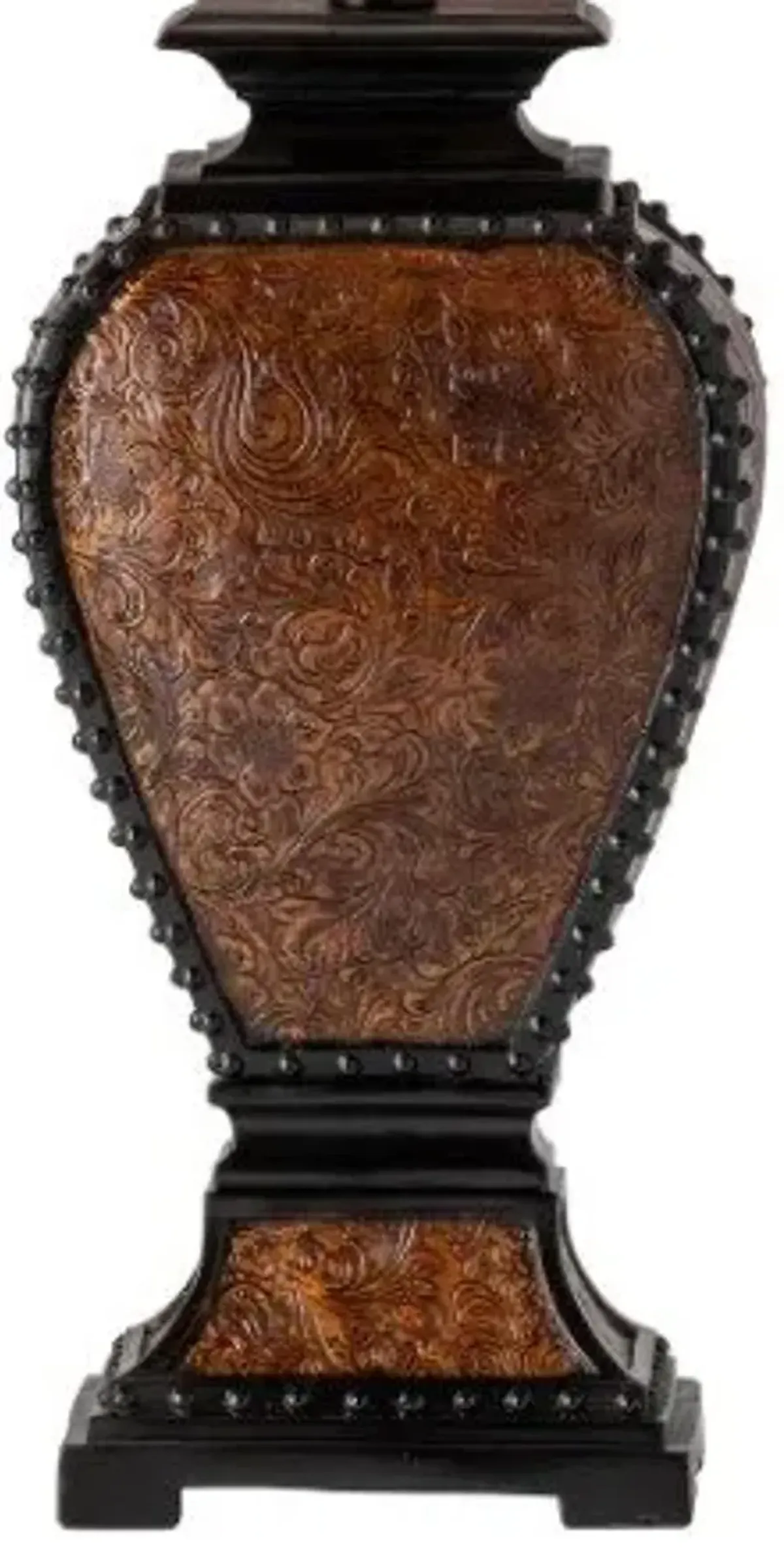 Crestview Resin Tooled Leather Black/Brown/Tan Table Lamp