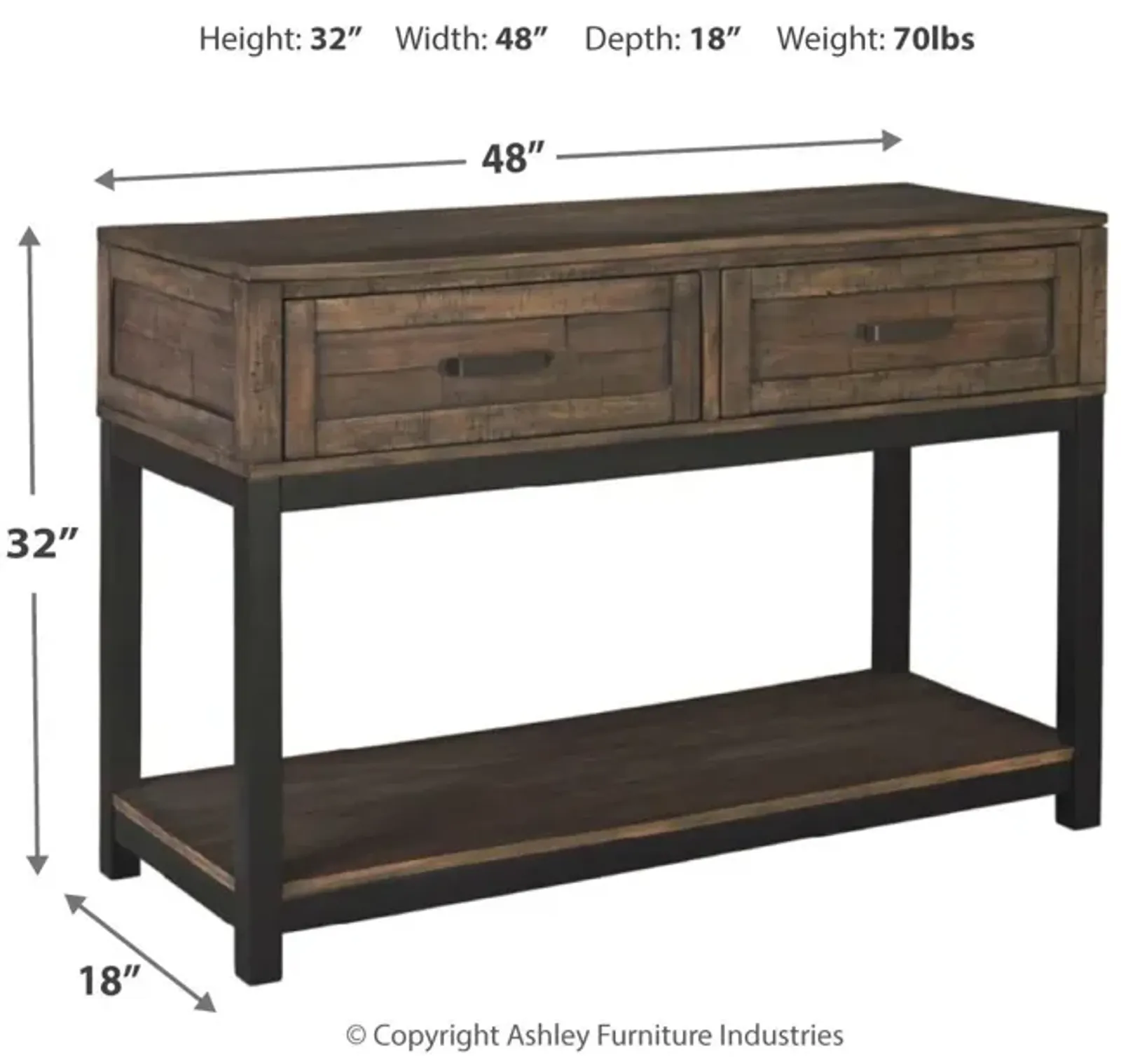 Ashley Johurst Grayish Brown Sofa Table