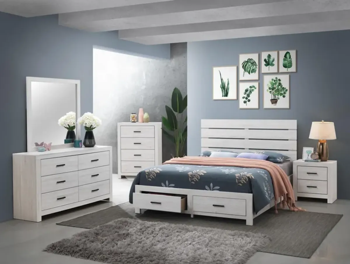 Coaster Brantford Wood King Storage Panel Bed Coastal White