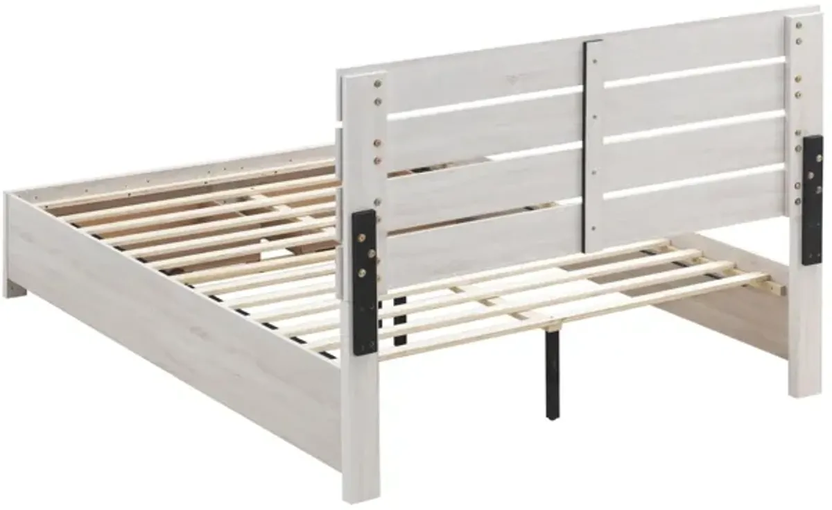 Coaster Brantford Wood King Storage Panel Bed Coastal White