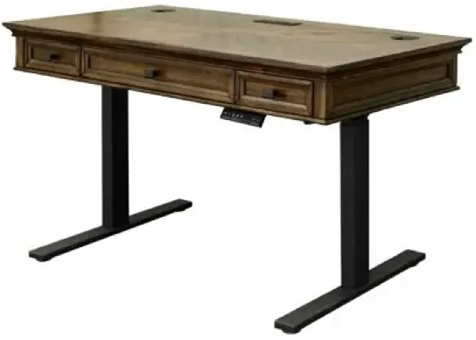 Martin Furniture Porter Natural Wood with Herringbone Pattern Electric Sit/Stand Desk