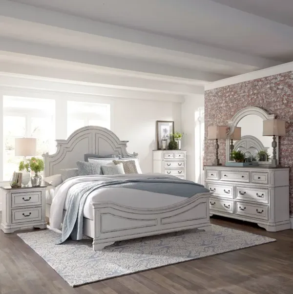 Liberty Furniture Complete King Bedroom Set Panel Bed, Dresser, Mirror, Chest & Nightstand Magnolia Manor
