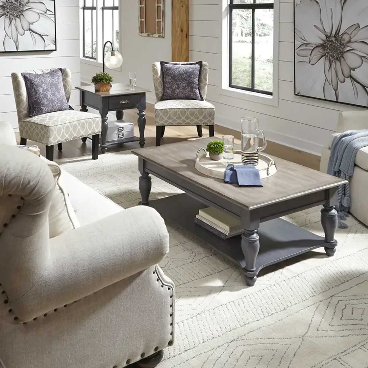 Liberty Furniture Ocean Isle 3-Piece Slate/Weathered Pine Table Set