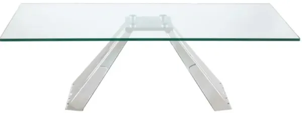 Chintaly Dominique Contemporary 28 Inch X 51 Inch Glass Cocktail Table with Flare Pyramid Base
