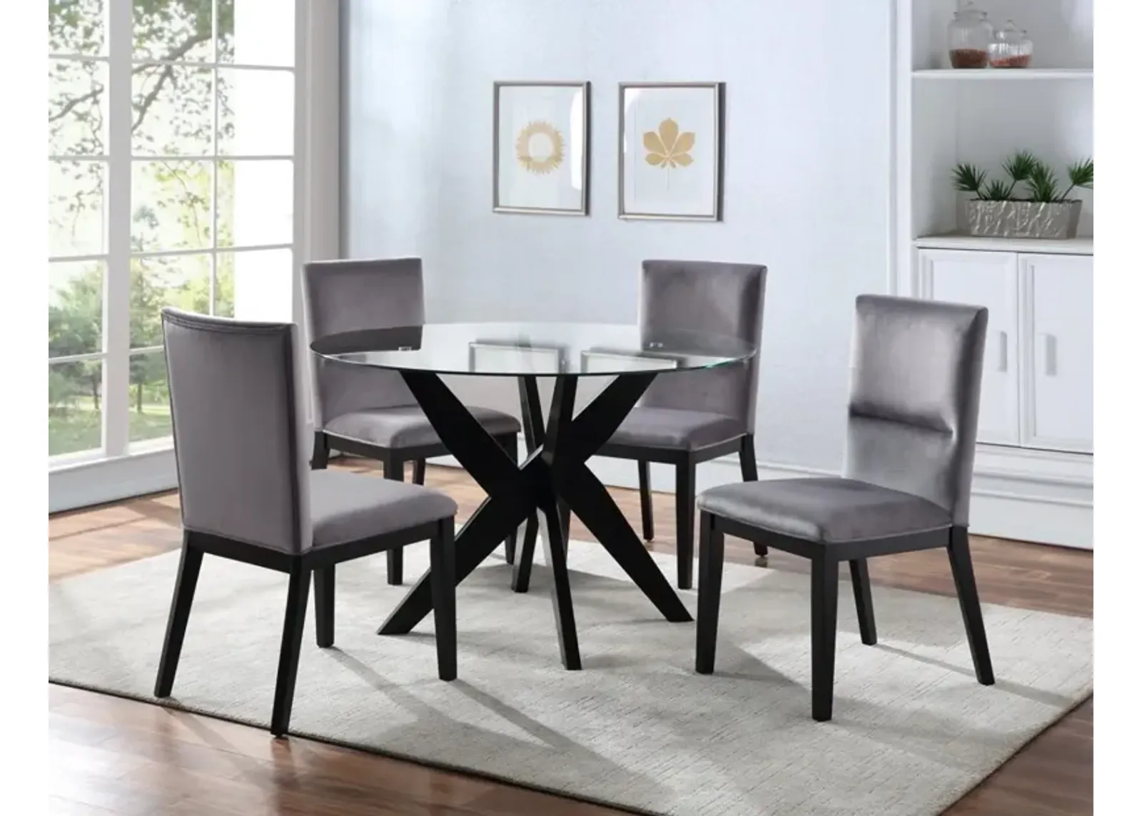 Steve Silver 5-Piece Amalie Table & 4 Side Chairs in Black Table