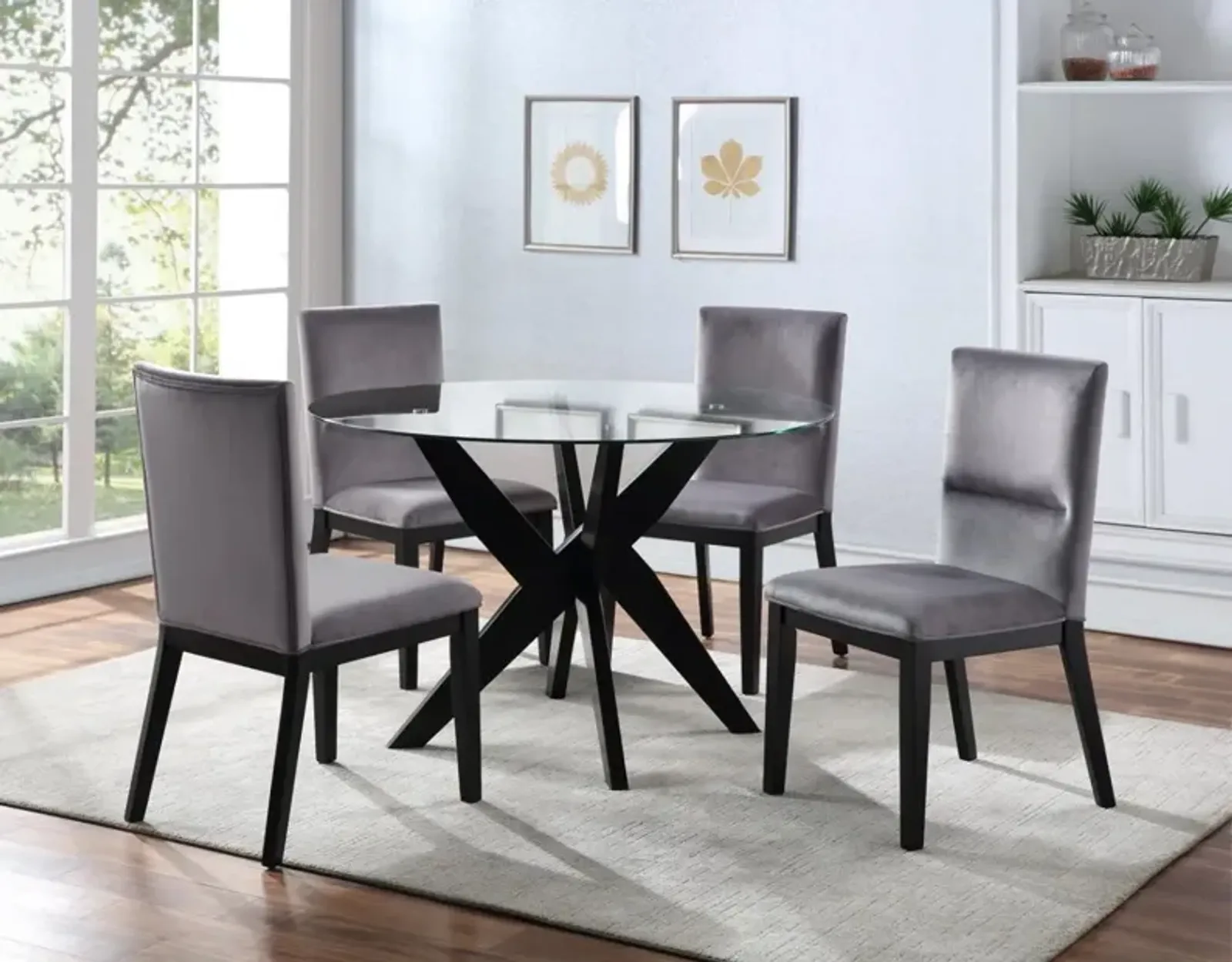 Steve Silver 5-Piece Amalie Table & 4 Side Chairs in Black Table