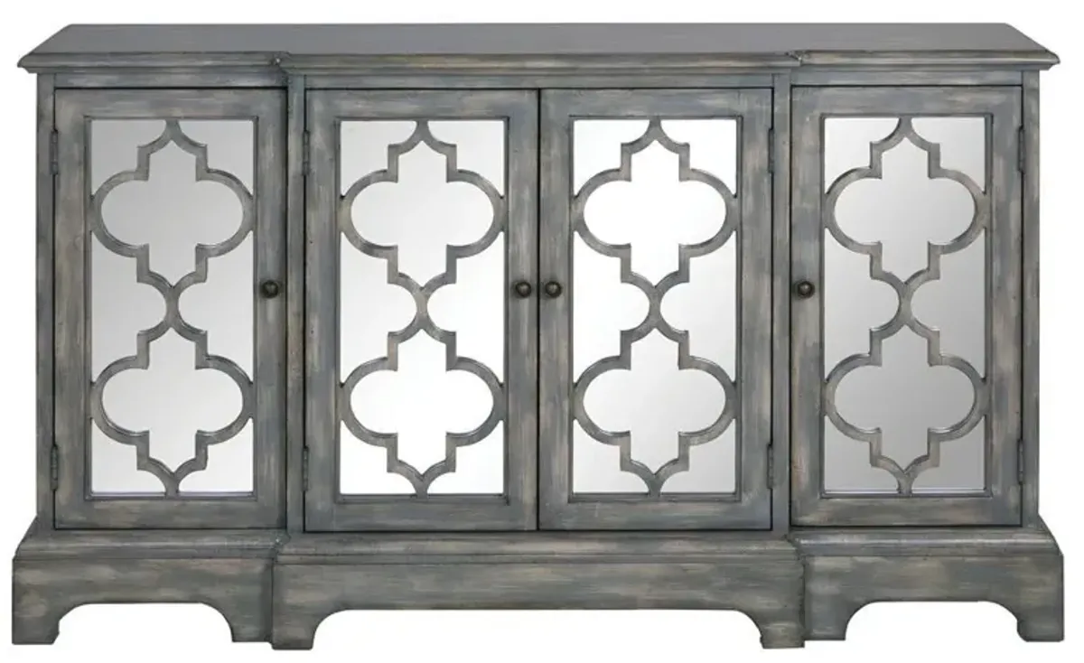 Coaster Erigeron 4-Door Wood Trellis Storage Accent Cabinet Grey