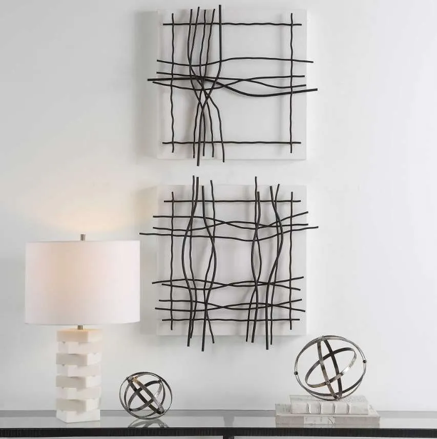 GENESIS 2-PIECE BLACK/WHITE WALL ART DECOR SET