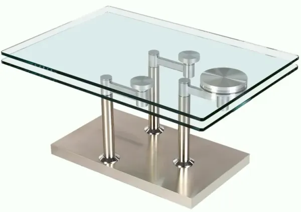 Chintaly Contemporary Motion Dual Glass Top Cocktail Table