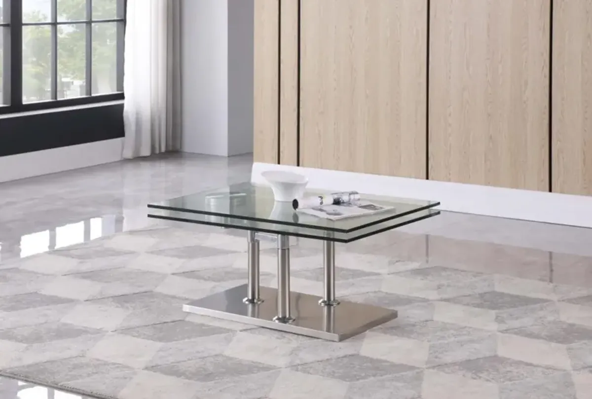 CONTEMPORARY MOTION DUAL GLASS TOP COCKTAIL TABLE