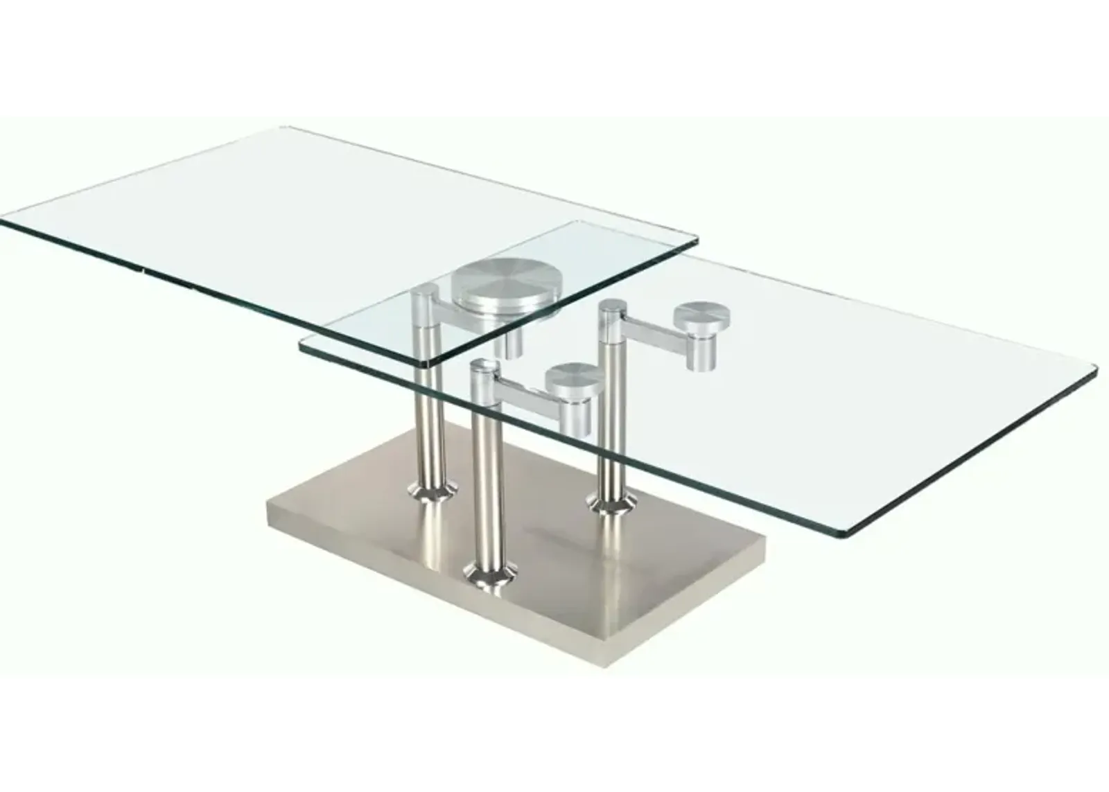 CONTEMPORARY MOTION DUAL GLASS TOP COCKTAIL TABLE