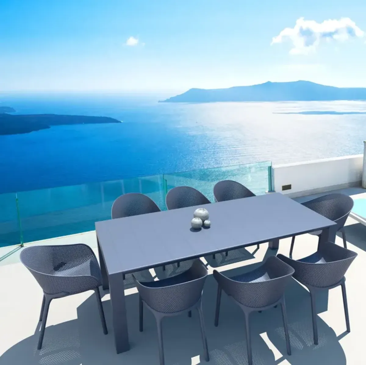 Compamia Sky Extendable Outdoor Dining Set 9-Piece Dark Gray
