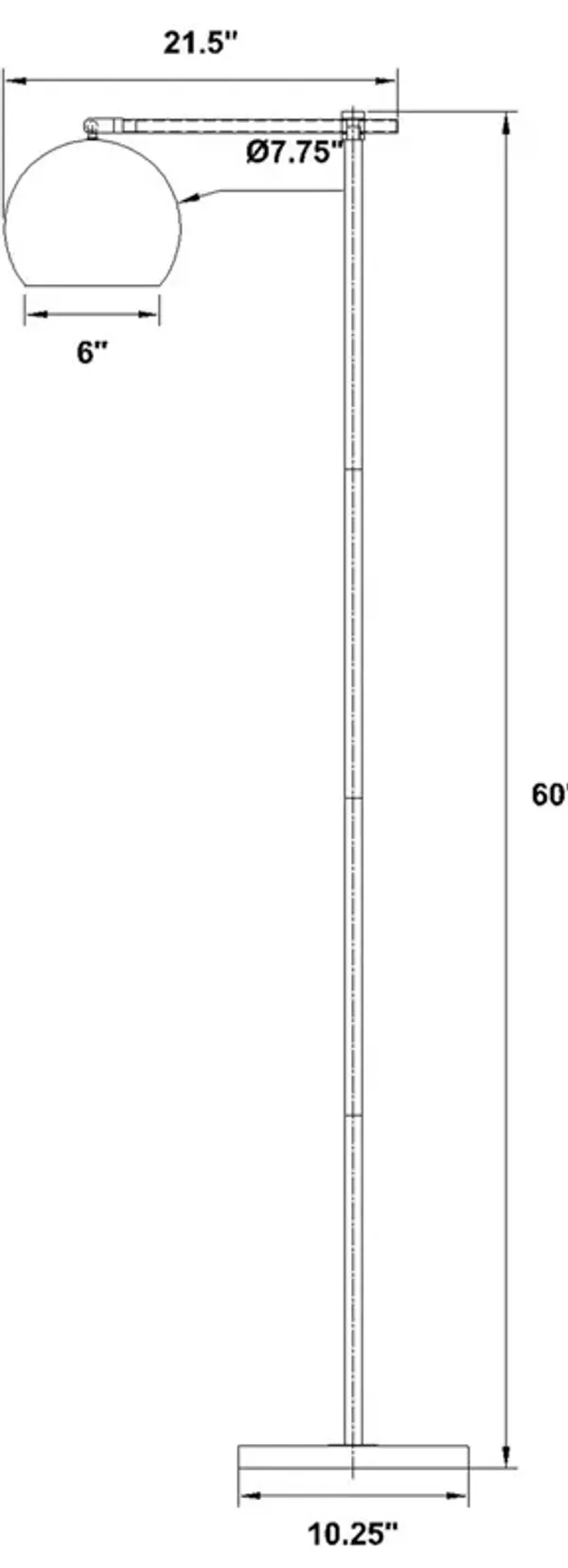 Coaster Linnea 60 Inch Dome Shade Task Floor Lamp Brushed Gold