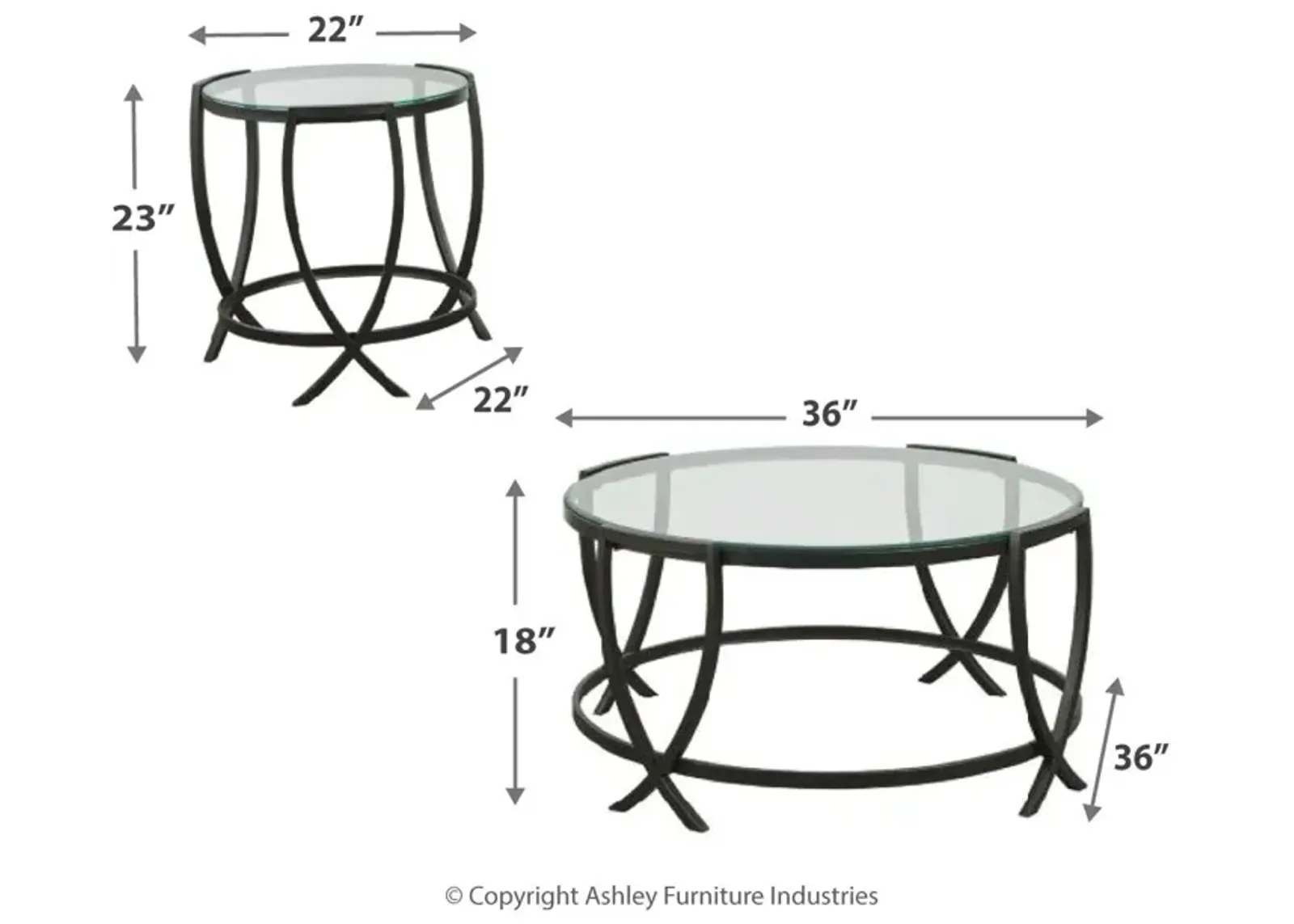 Ashley Tarrin 3-Piece Black Occasional Table Set