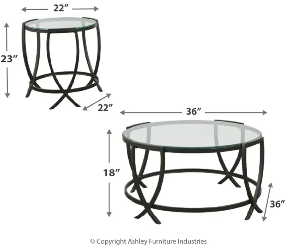 Ashley Tarrin 3-Piece Black Occasional Table Set