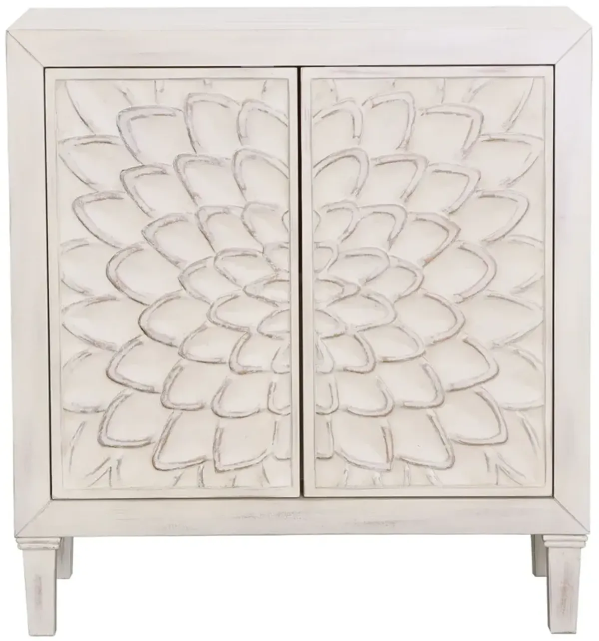 Coaster Clarkia Accent Cabinet with Floral Carved Door White