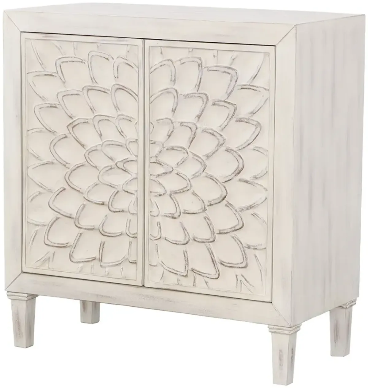 Coaster Clarkia Accent Cabinet with Floral Carved Door White