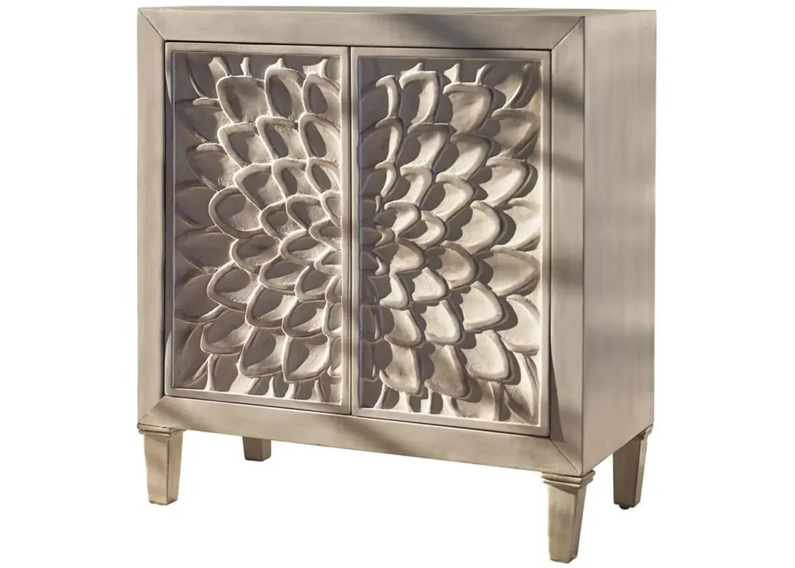 Coaster Clarkia Accent Cabinet with Floral Carved Door White