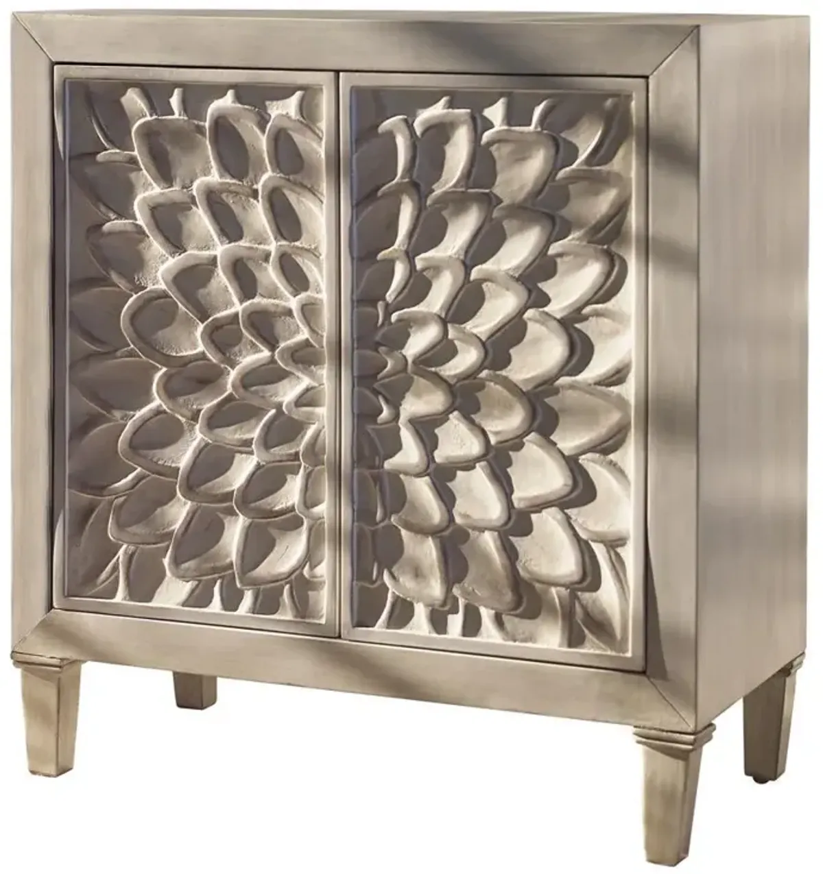 Coaster Clarkia Accent Cabinet with Floral Carved Door White