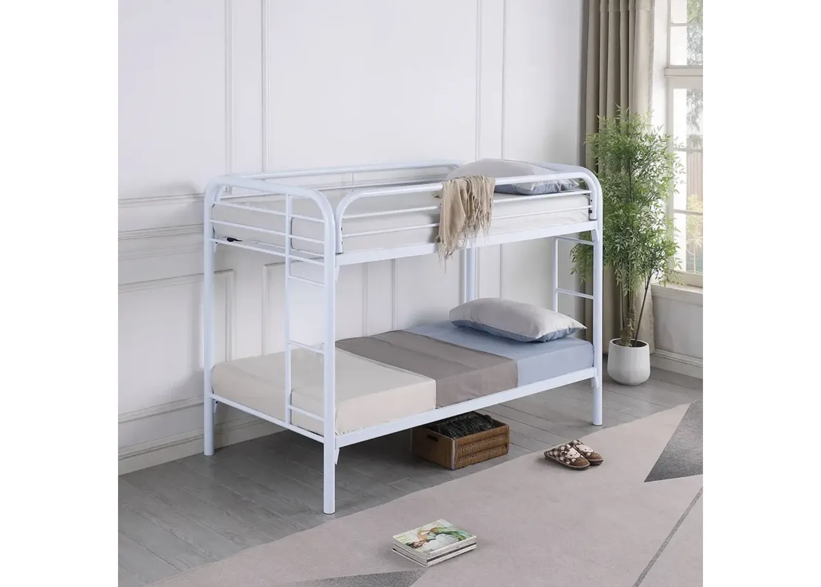 Coaster Morgan Metal Twin Over Twin Bunk Bed White