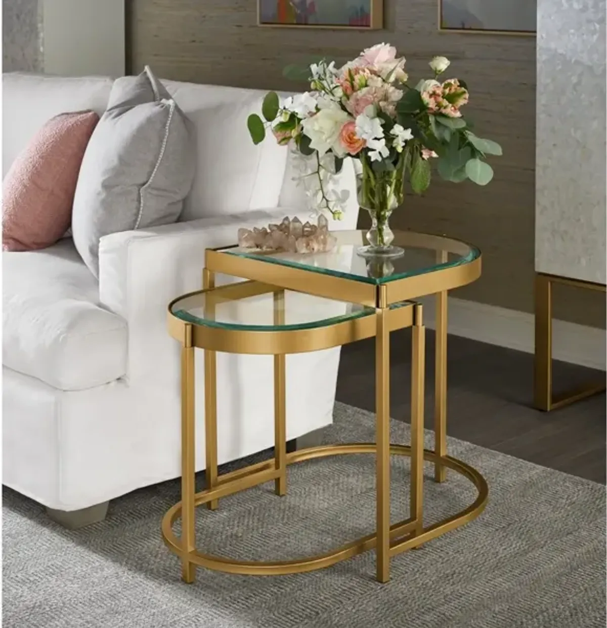 Universal Love. Joy. Bliss. Miranda Kerr Home Editorial Soft Gold Metal End Tables