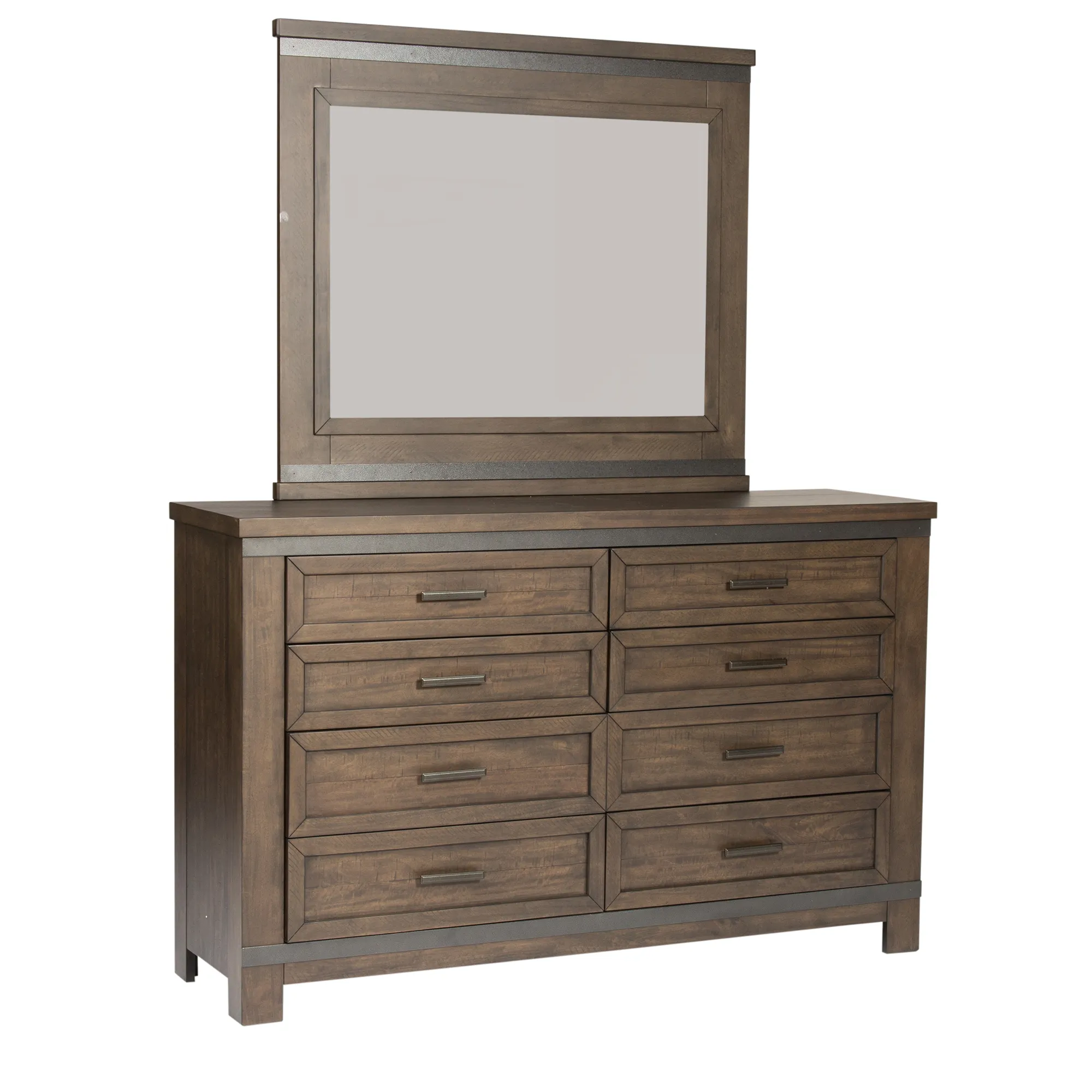 QUEEN TWO SIDED STORAGE BED DRESSER & MIRROR CHEST NIGHT STAND - THORNWOOD HILLS