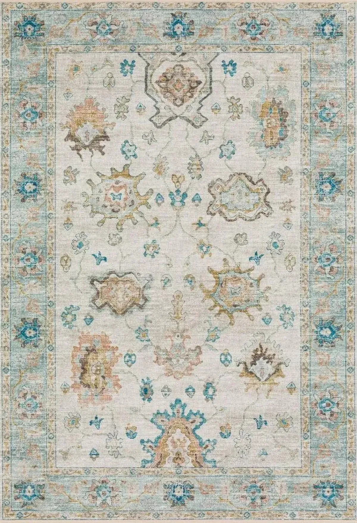 Dalyn Vintage Elegance Persian-Inspired 5'X8' Area Rug with Teal Accents