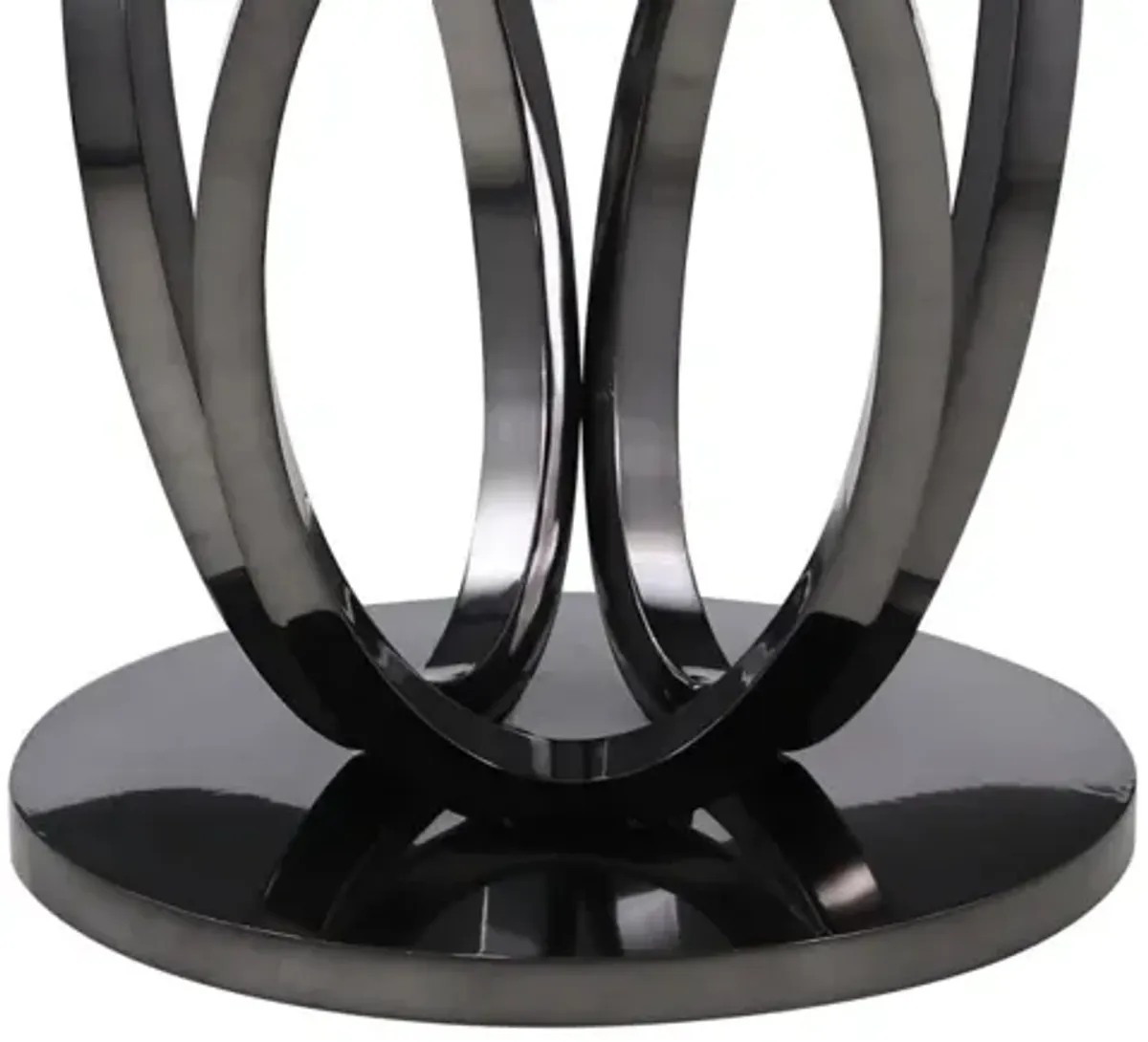 Chintaly Evelyn Contemporary Glass Top Dining Table with 3-Ring Steel Base